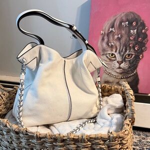 Michael Kors Downtown Astor White- Large Pebbled Leather Handbag